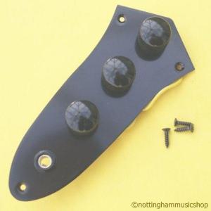 JAZZ BASS GUITAR CONTROL PLATE BLACK LOADED CONTROLS